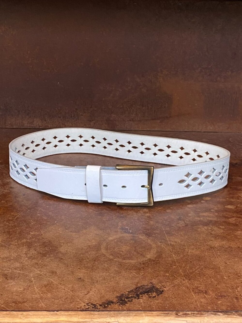 Vintage Thompsons White Leather GoGo Belt Harness Cowhide Diamond Size 34